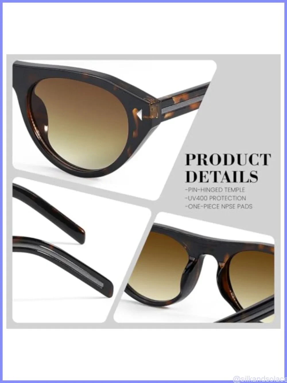 Oval Cat Eye Sunglasses UV400 Retro Full Frame Women's Shades